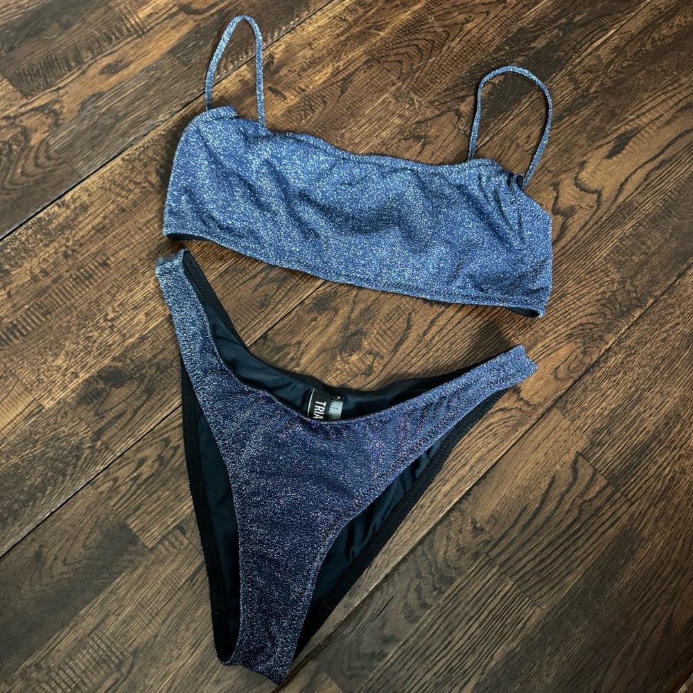 triangl swimwear Shimmery Navy Blue Bikini Set